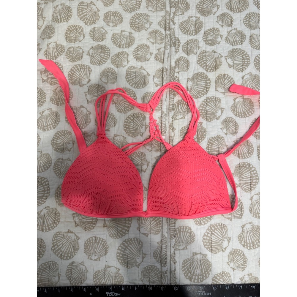 Arizona Jean Co Neon Pink Crochet Lace Macrame Racerback Bikini Top XL‎